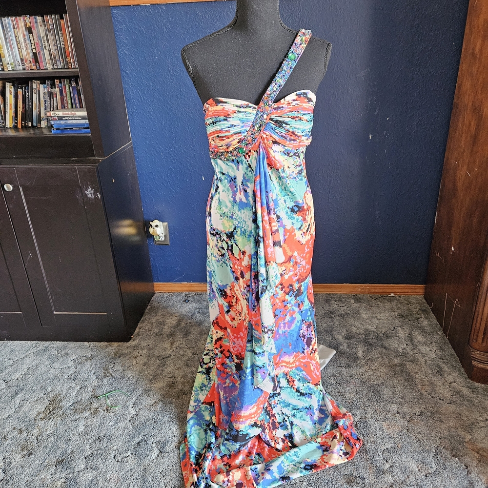 JS Boutique Multicolor Kentucky Derby maxi formal dress size 2